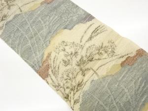 すくい織抽象草花模様織出し夏用名古屋帯